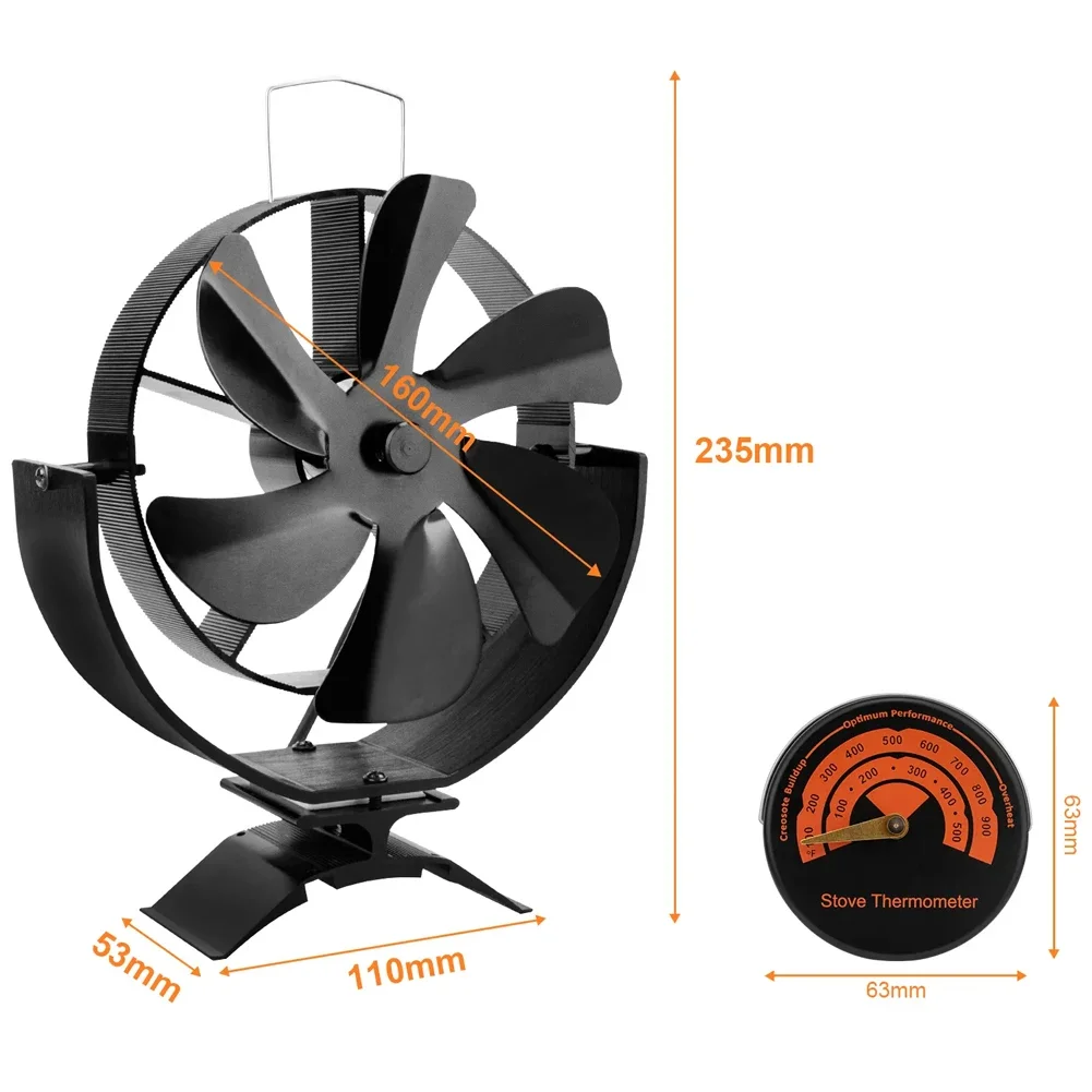 

Environmentally Friendly Heat Powered Fireplace Fan Adjustable Angle No Batteries Required Rust Proof Aluminum Material