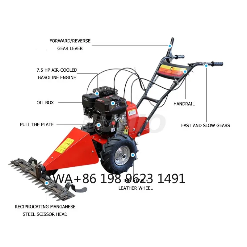 Portablescythe mower with strong power engine, professional grass cutting machine. Great for large area lawn, garden