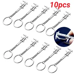 10PCS Mini Vernier Caliper Metal Ruler Vernier Caliper Ruler Key Chain Movable Ruler Model Keychain Creative Tools Friend Gift