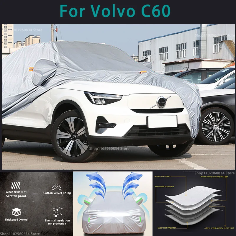 

For Volvo C60 210T Full Car Covers Outdoor Sun uv protection Dust Rain Snow Protective Anti-hail car cover Auto cover