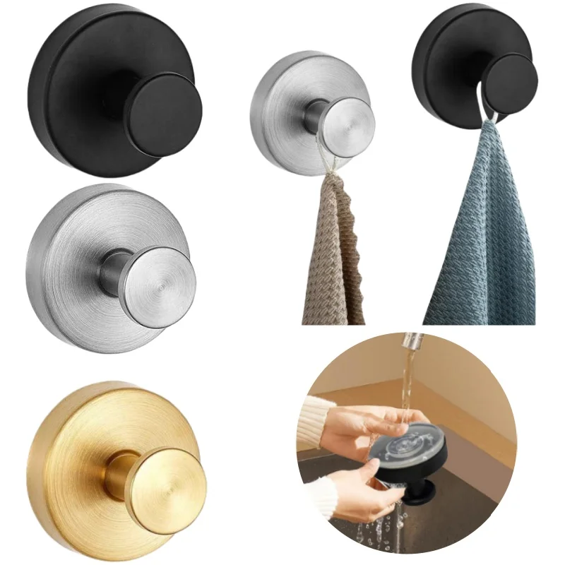 Stainless Steel Suction Cup Hooks No Punch No Trace Hooks Kitchen Bathroom Bathroom Vacuum Suction Cup Glass Towel Hooks