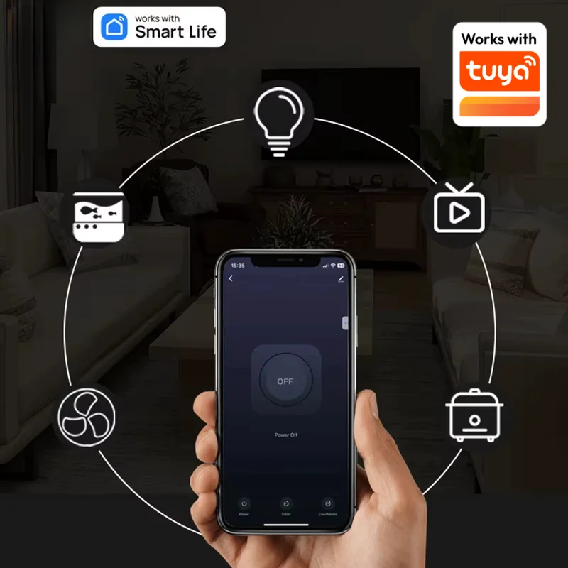 Tuya wifi US standard smart small round plug remote control mobile phone app control voice control compatible with Google