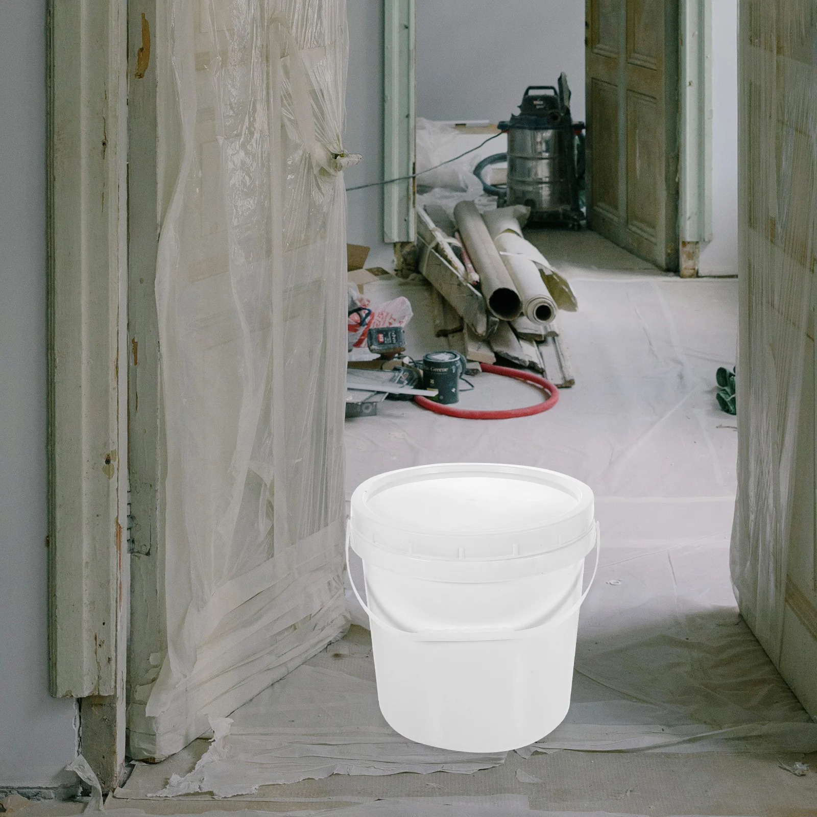 

9L White Abs Airtight Paint Storage Container Iron Handle For Color Mixing Multi-Functional Round Bucket 1 Gallon With Lid Art