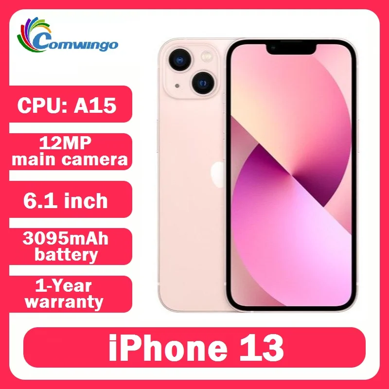 Apple Original iPhone 13 مفتوح 128GB/256GB A15 Chip 5G Speed IOS Face ID 6.1 'OLED Screen NFC يدعم 13 هاتف محمول