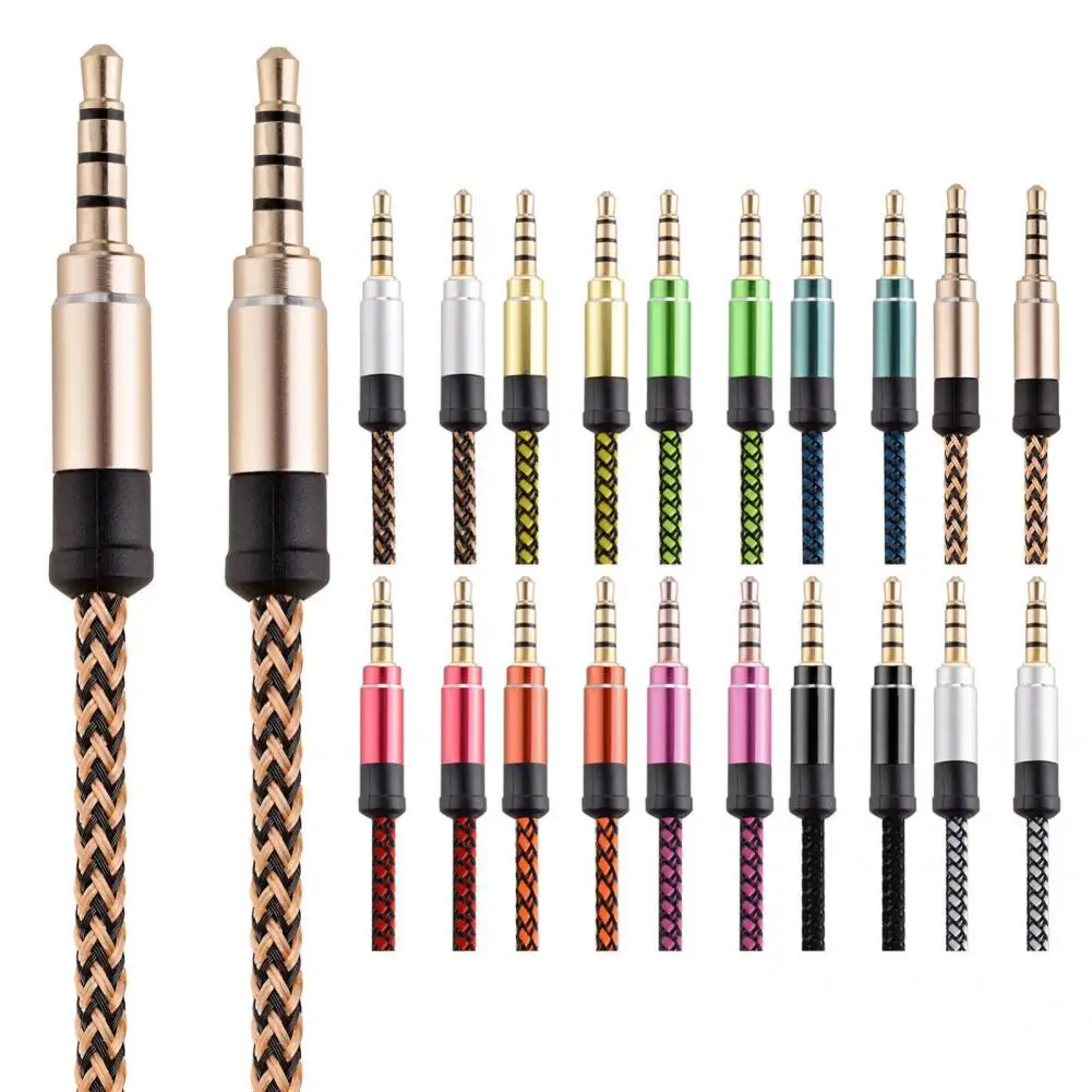 Durable Audio Line Convenient Cable  Audio Cable Line Firm Braided Stereo Cord   for Headset  AUX Cord