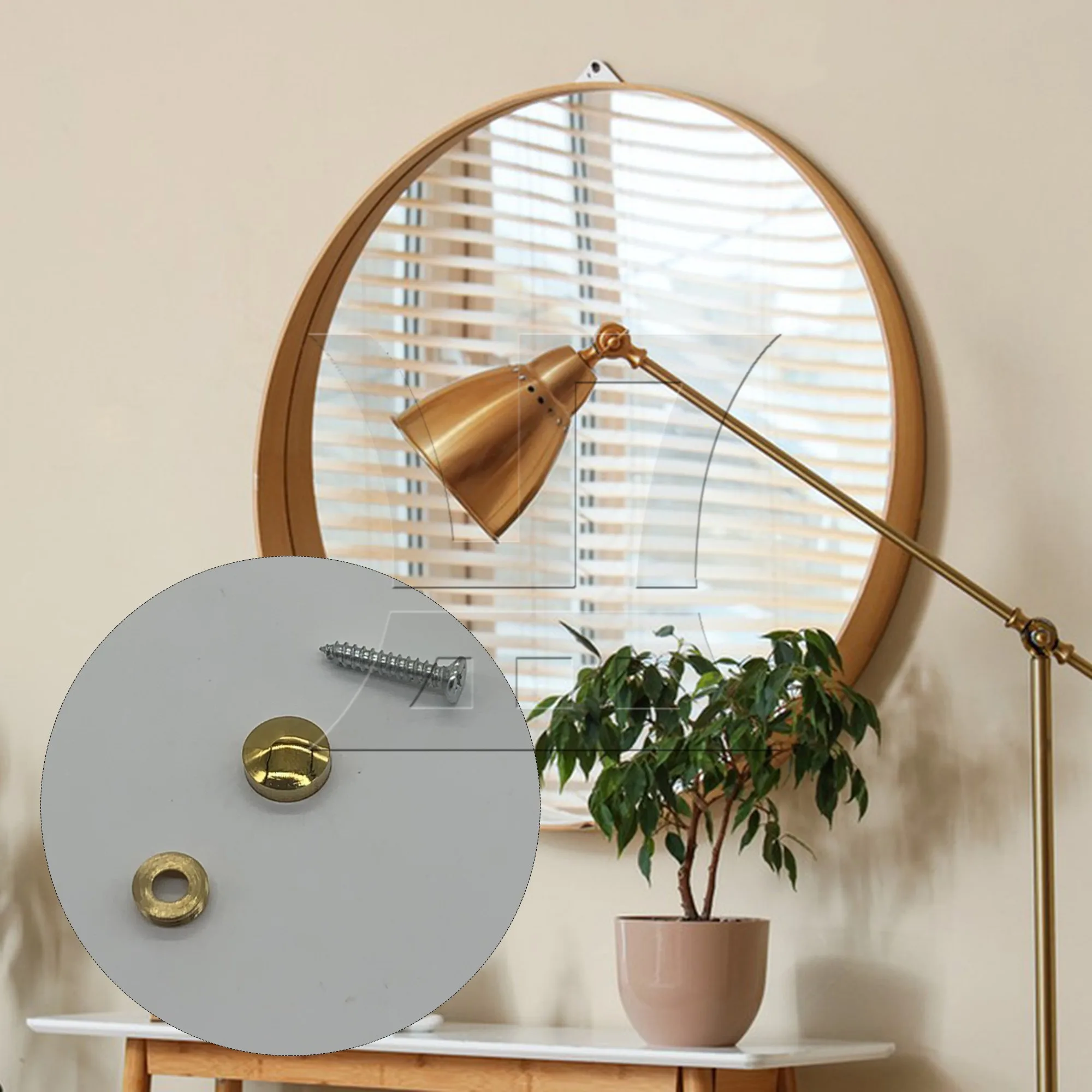 

BQLZR 1pc Bright Gold Copper Mirror Screw 12mm Advertising Nails Bronze Mirror Screw