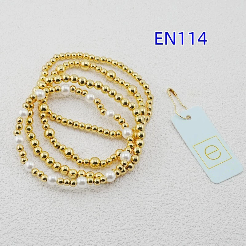 

VKVVA Fashion Jewelry White Pearl and Gold-plated 4pcs Bracelet Set for Women Birthday Gifts, Unique Gift