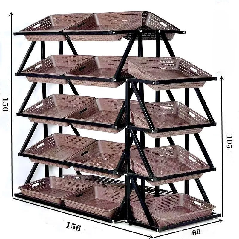 Customized Size  Multi-layer Shelves Commercial Fruit  Storage Supermarket Fresh Vegetable Display