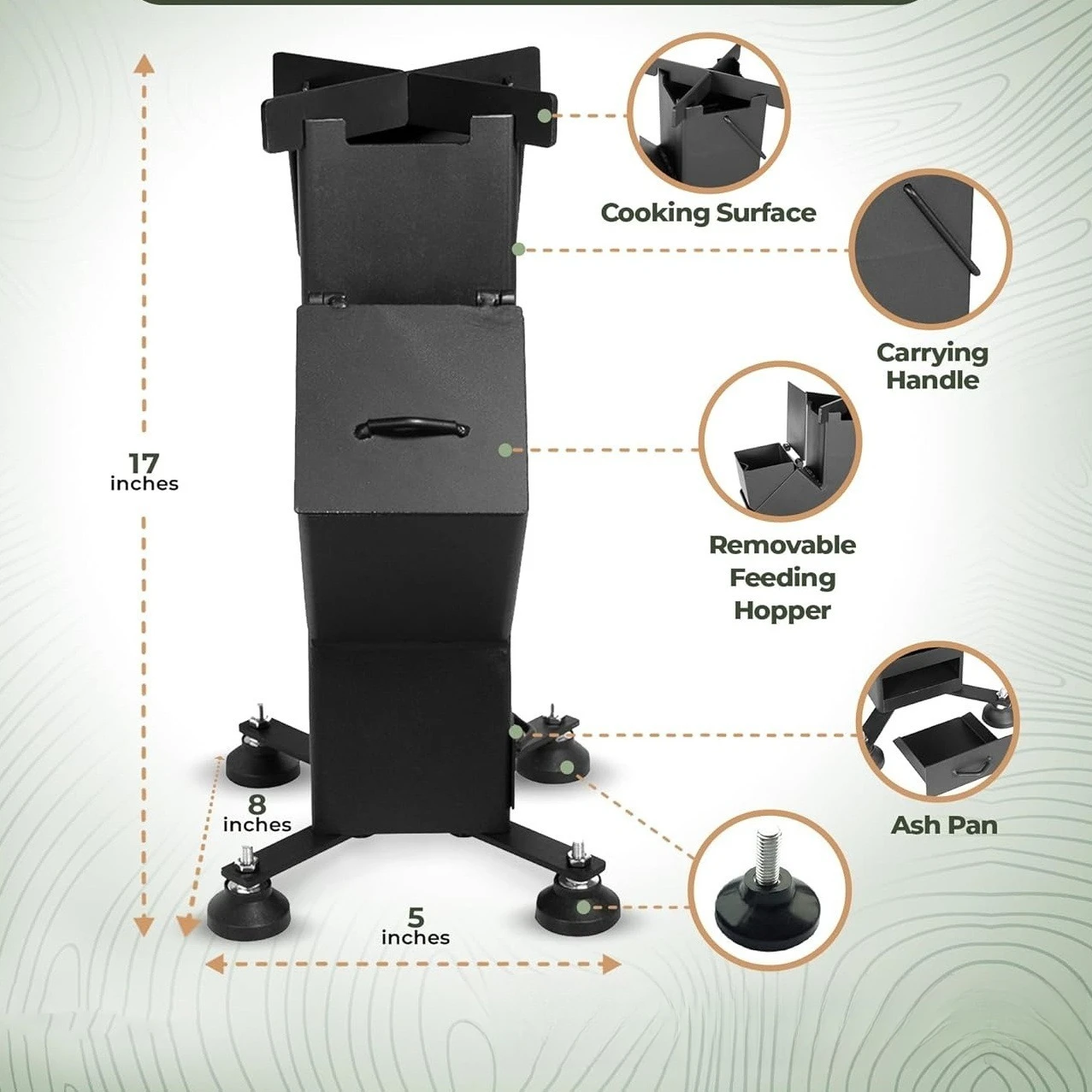 Lightweight Portable Wood Burning Rocket Stove Efficient Campfire Cooking Firewood Stove for Camping