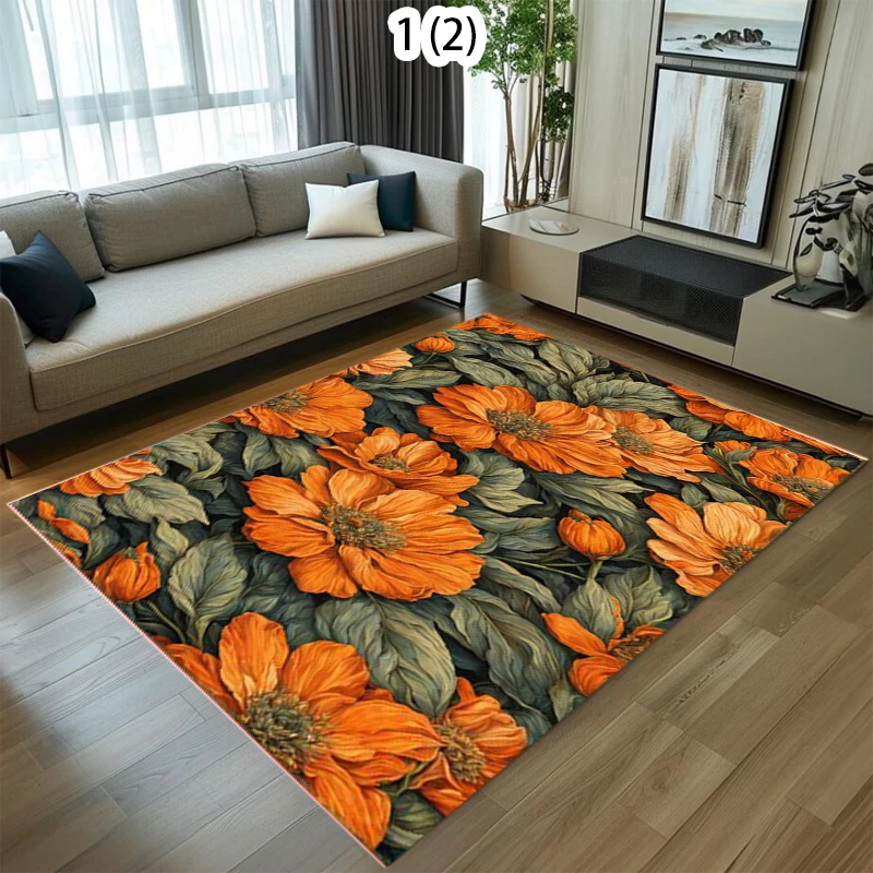Blooming Flowers Carpets Live Room Floor Mat Home Decor Kids Room Bedroom Rugs Chair Mat Easy To Clean Table Soft Carpet Gift