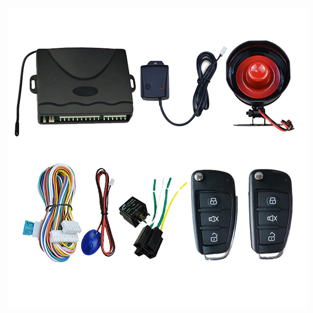 Car Vehicle Security System Burglar Alarm Protection Anti-theft System 2 Remote Control with Siren Wiring Harness Dropshipping
