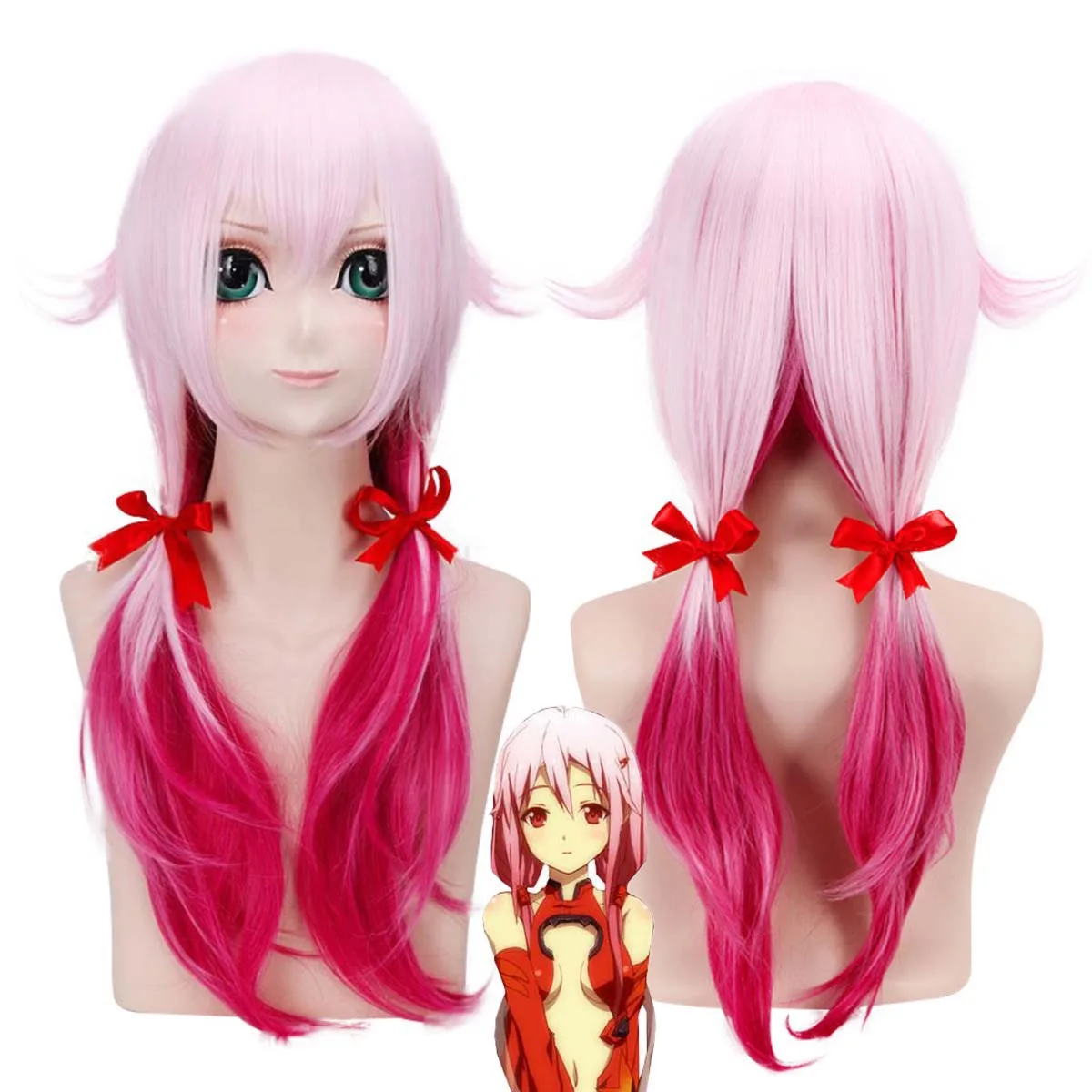 Halloween Party Anime Guilty Crown Cosplay Yuzuriha Inori Pink Gradient Hair Wig For Woman