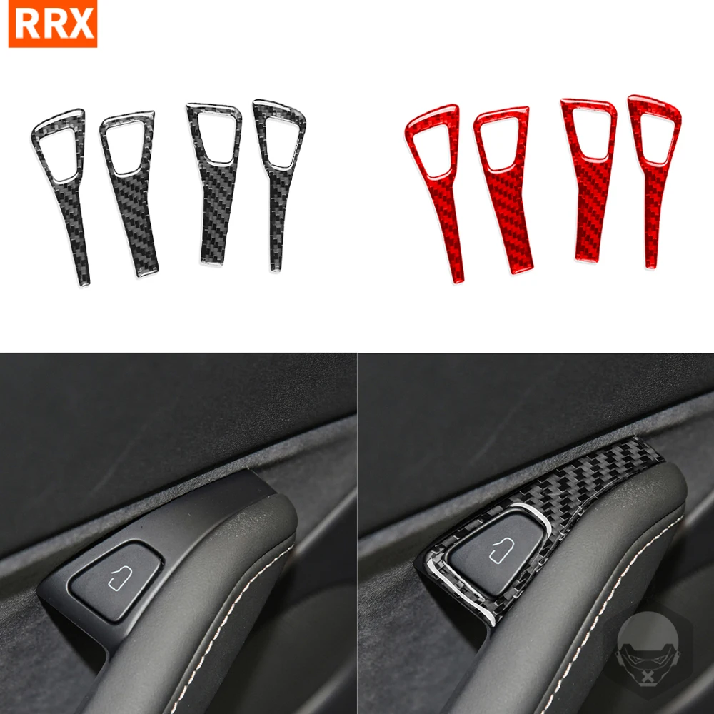 Real Carbon Fiber Electric Glass Window Lifting Switch Panel Trim Sticker For Tesla Model Y 2020+ Model 3 2017-2022 Accessories