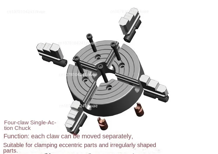 For CNC round wheel milling and engraving, 3/4/5 inch four jaw self centering lathe chuck K72-80/100/125 mm hard steel wrench