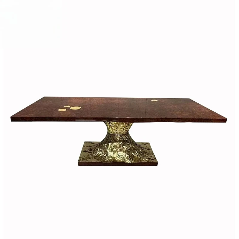 

Luxury art solid wood pure copper dining table villa mansion restaurant designer high-end creative dining table