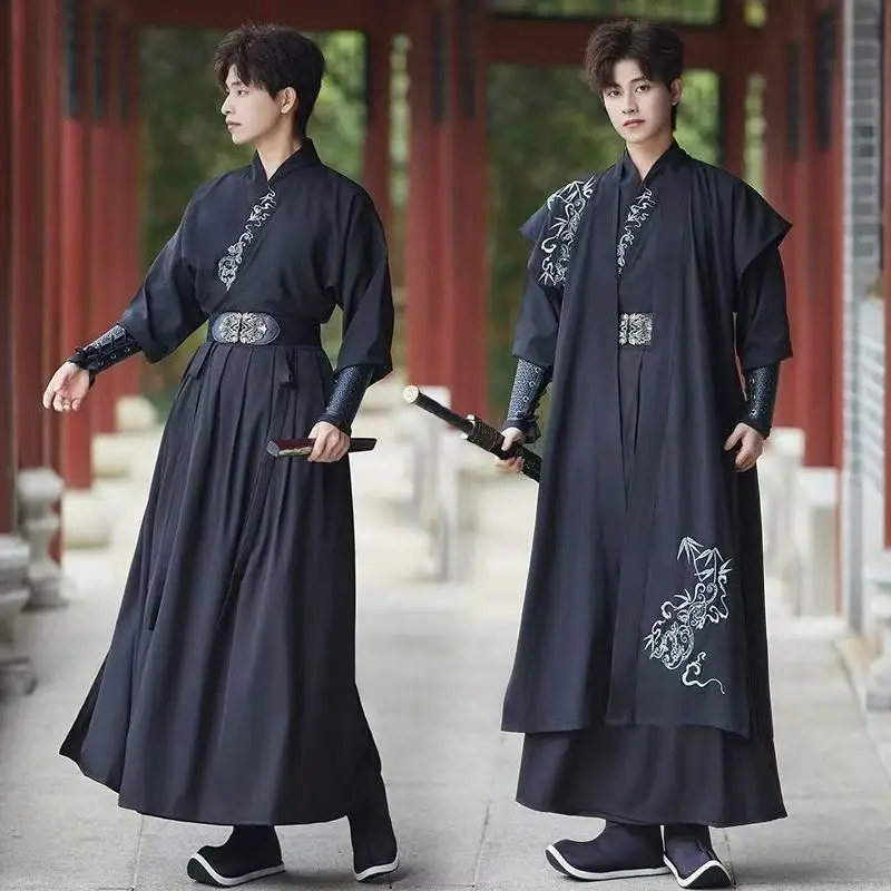 Men's Song Dynasty Hanfu Dress Set Traditional Chinese Embroidery Costume Stylish Boys Girls Swordsman Cosplay Stage Clothing - Image 4