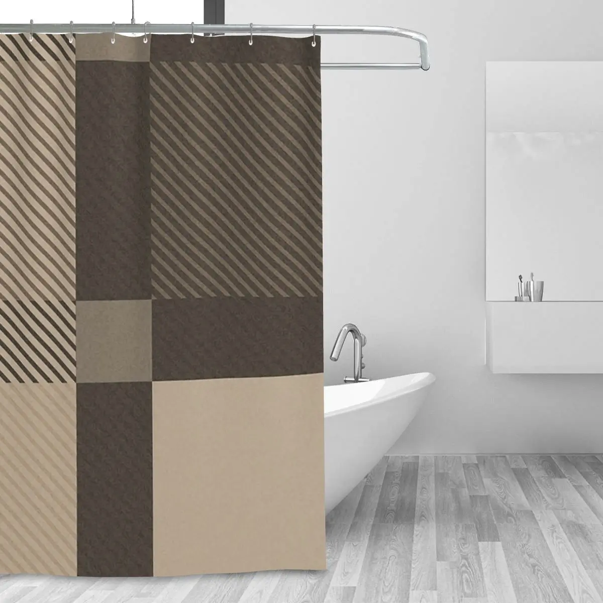 Colour Full Pattern Shower Curtain Bathroom Polyester Waterproof Bath Curtains with Hooks