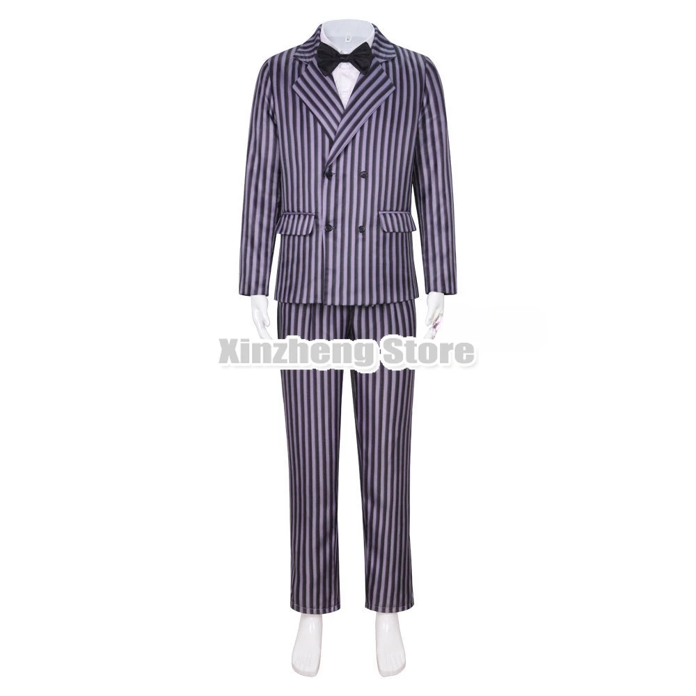 Gomez Addams Cosplay Anime Morticia Costume Dress Halloween Carnival Outfit Adult Kid Coat Shirt Pant Tie Suit Party Uniform