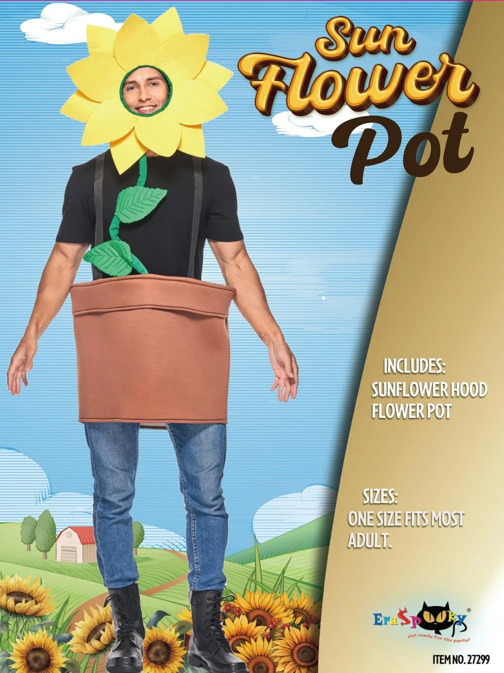 Adult Flower Pot Costume Halloween Funny Sunflower Fancy Dress for Men Women