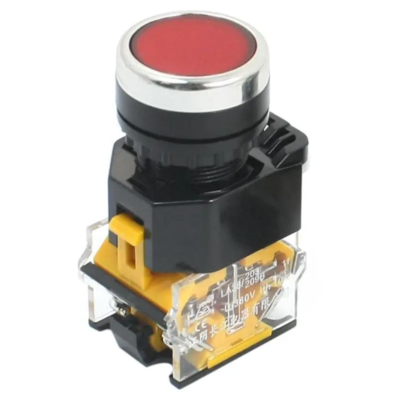 Interruptor de botón momentáneo, montaje de 2 piezas, 22mm, 10A, 380V, DPST, Rojo, Verde
