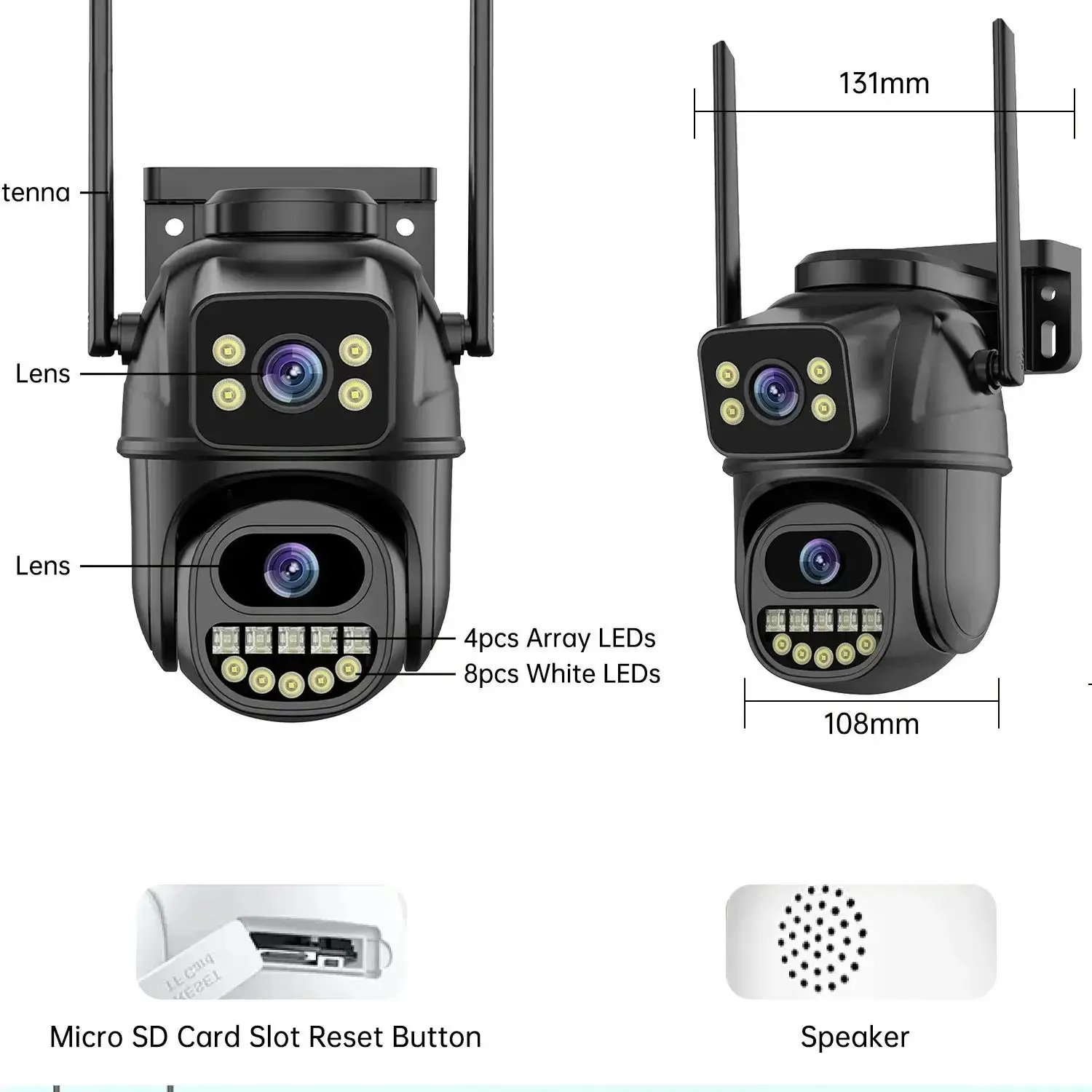 كاميرا 8MP 4K xiaolian PTZ Wifi مع عدسة مزدوجة شاشات مزدوجة AI كشف الإنسان كاميرا IP لاسلكية خارجية CCTV الأمن