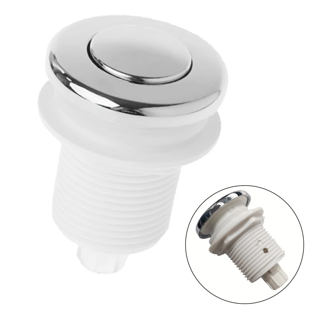 For Bathtub Air Pressure Switch 32mm White Air Switch Button Bright Chrome Plating On Off Push Pneumatic Switch