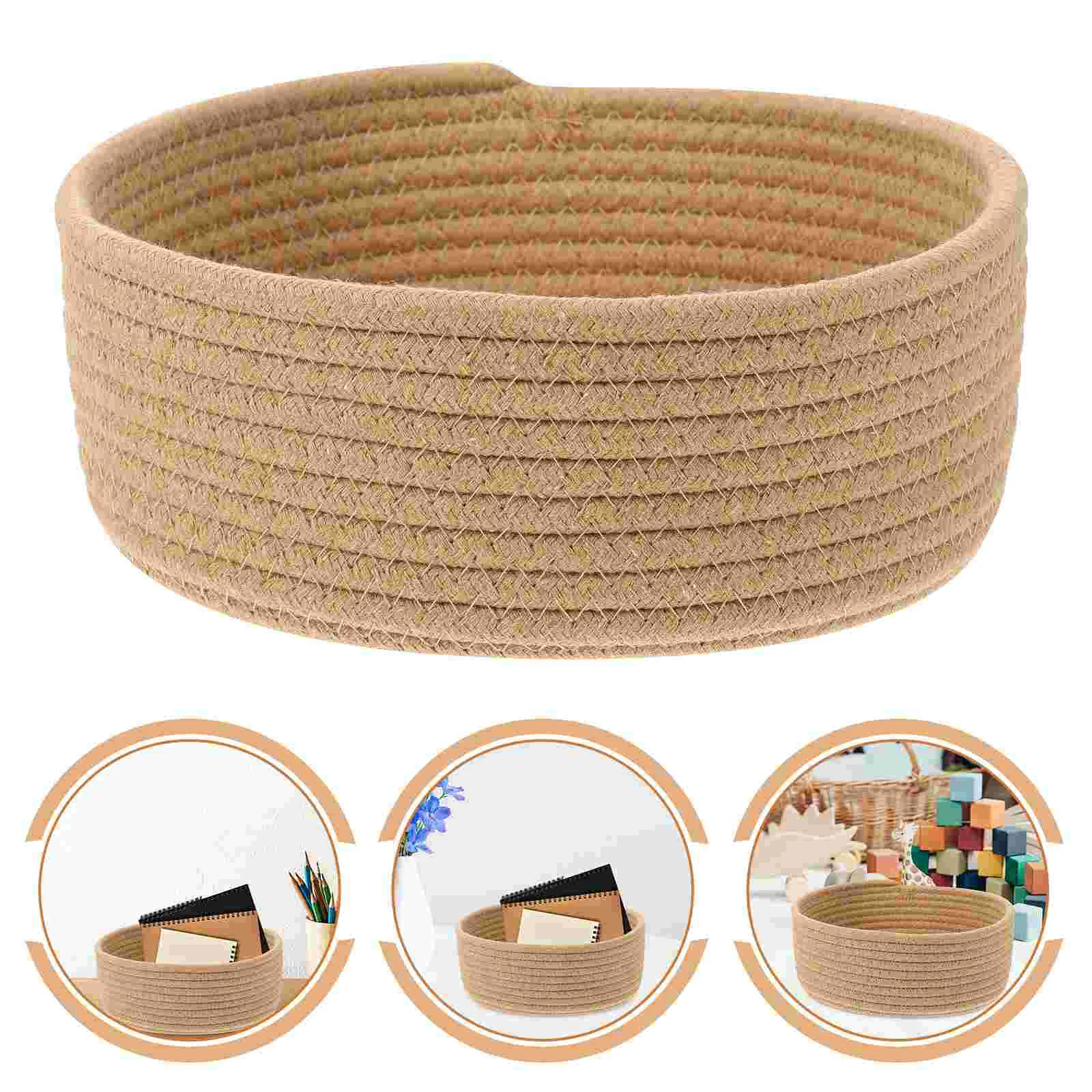 

Storage Basket Woven Desktop Container Durable Sundries Elegant Tabletop Cotton Rope Bedroom