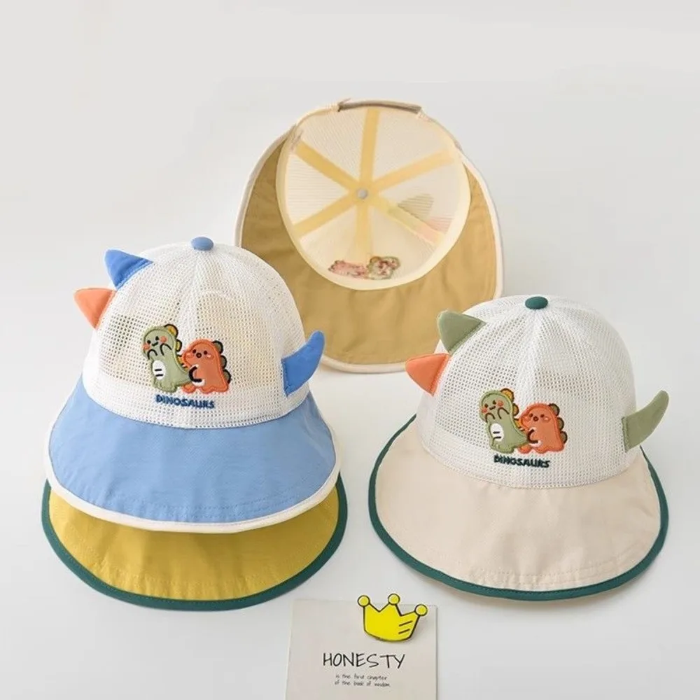 

New Cute Fisherman Cap Mesh Little Dinosaur Bucket Hat Breathable Anti-UV Beach Hat Summer
