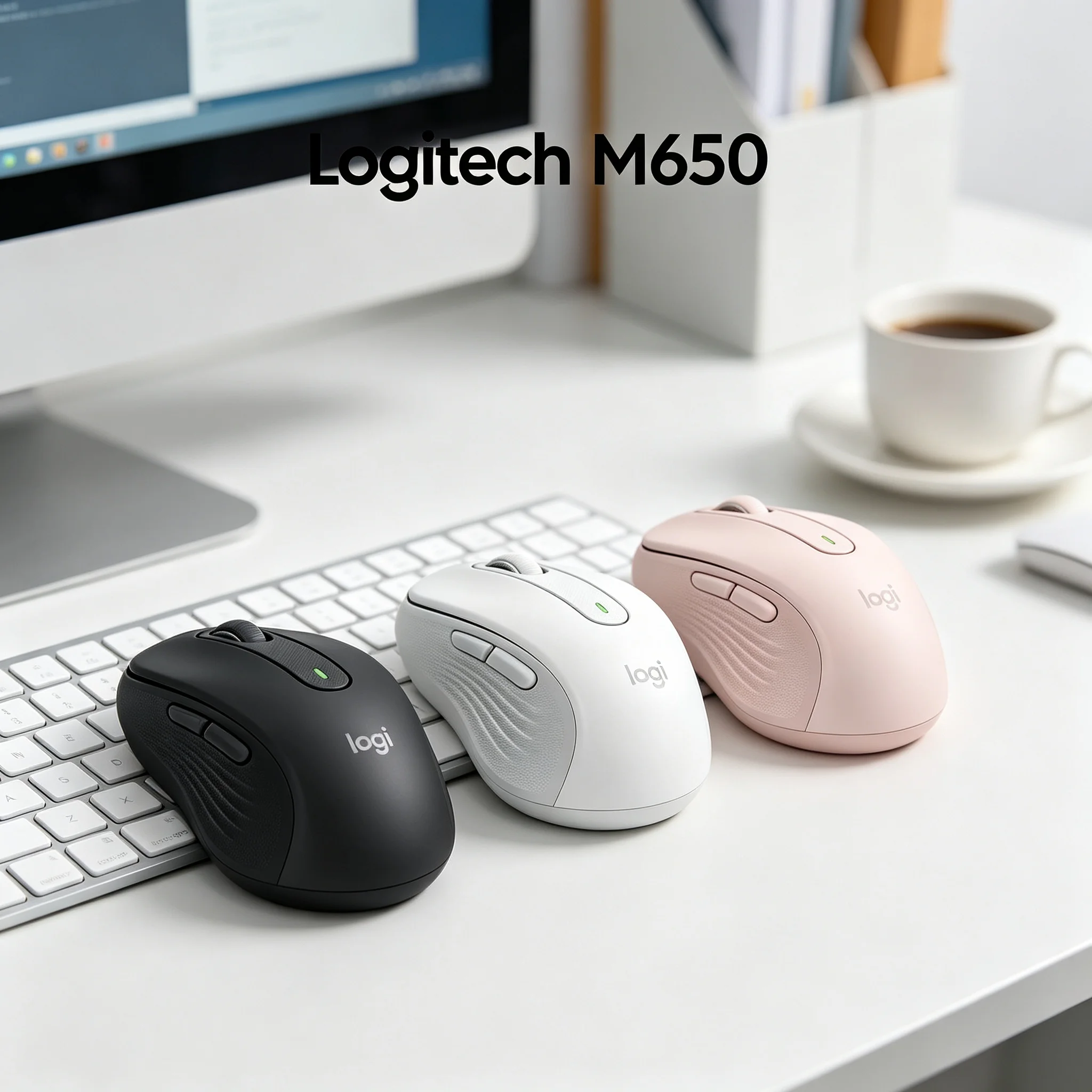 Logitech M650 Signature Office Wireless Mice SmartWheel Dual Scroll Mode 400-4000 DPI Adjustable 5 Customizable Buttons Bluetoot