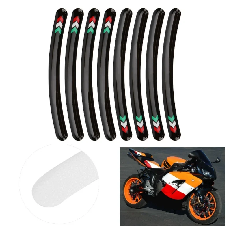 8PCS Wheel Rim Stickers Waterproof Reflective Tire Decoration For Kawasaki Racing CarType 4