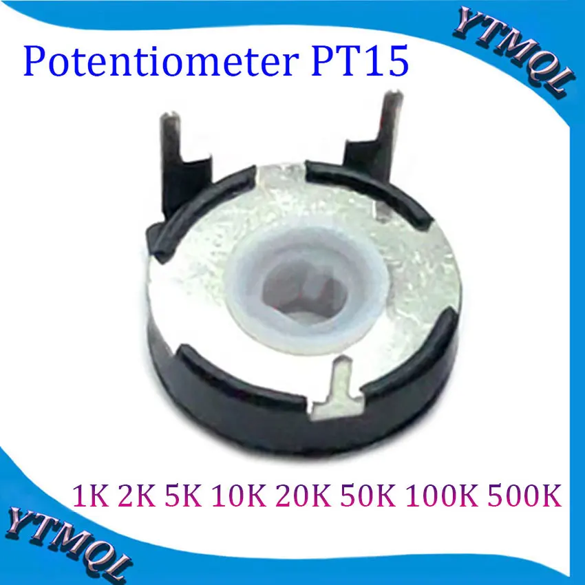 5pcs PT15 Adjustable Resistor 1K 2K 5K 10K 20K 50K 100K 500K Elliptical Hole Horizontal Potentiometer