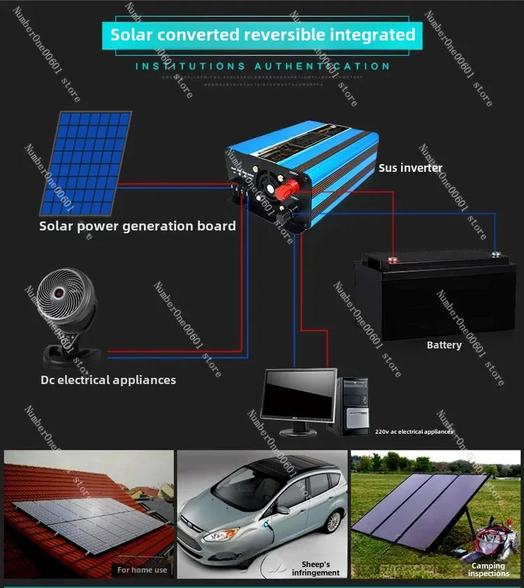 Solar Inverter Charging Machine 12V To 220V1000W Converter Household Belt Controller