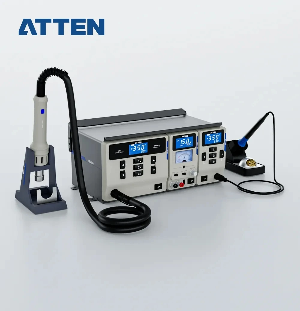 ATTEN MS-300 3 IN 1 Rework Station ST-862D Hot Air Gun ST-965 Soldering Iron APS15-3A DC Power Supply  Desoldering Repair Tools