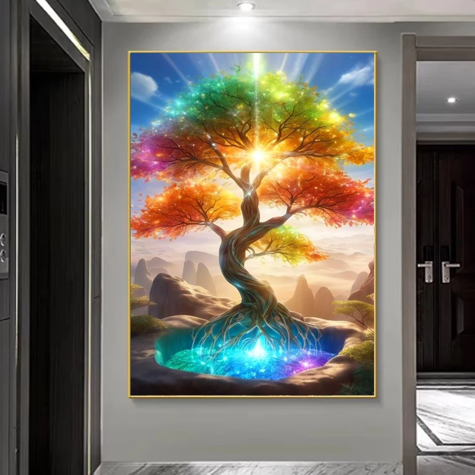 DIY Diamond Painting 2024 New Arrival Fantasy Mythic Tree Of Life 5D Diamond Embroidery Cross Ctitch Kit Mosaic Home Decor