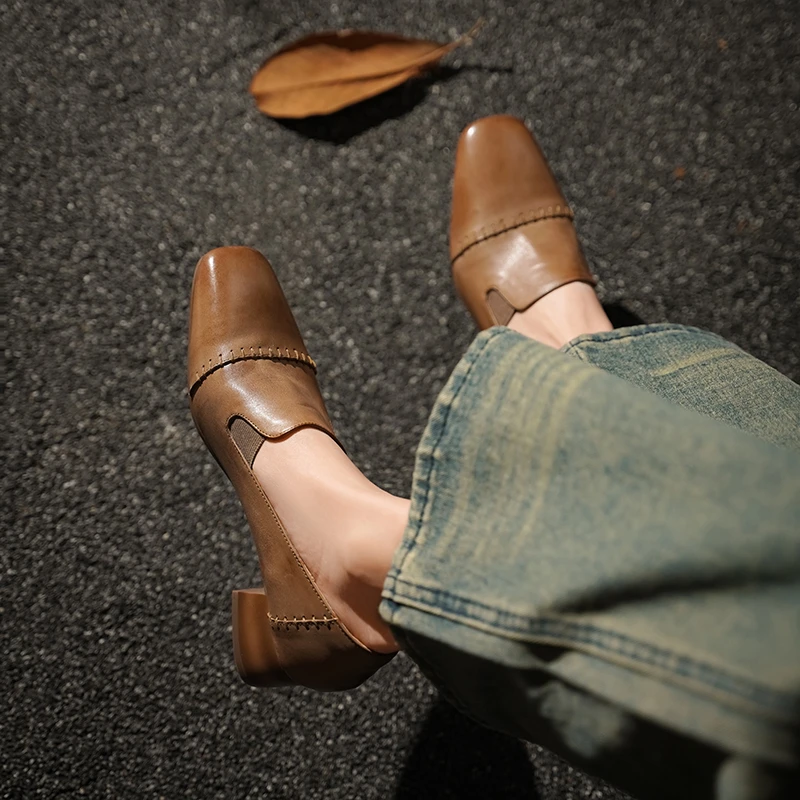 الكعوب المتسكعون النساء جلد العجل ساحة تو الانزلاق على مكتنزة وحيد الإناث لوليتا الأحذية اليدوية