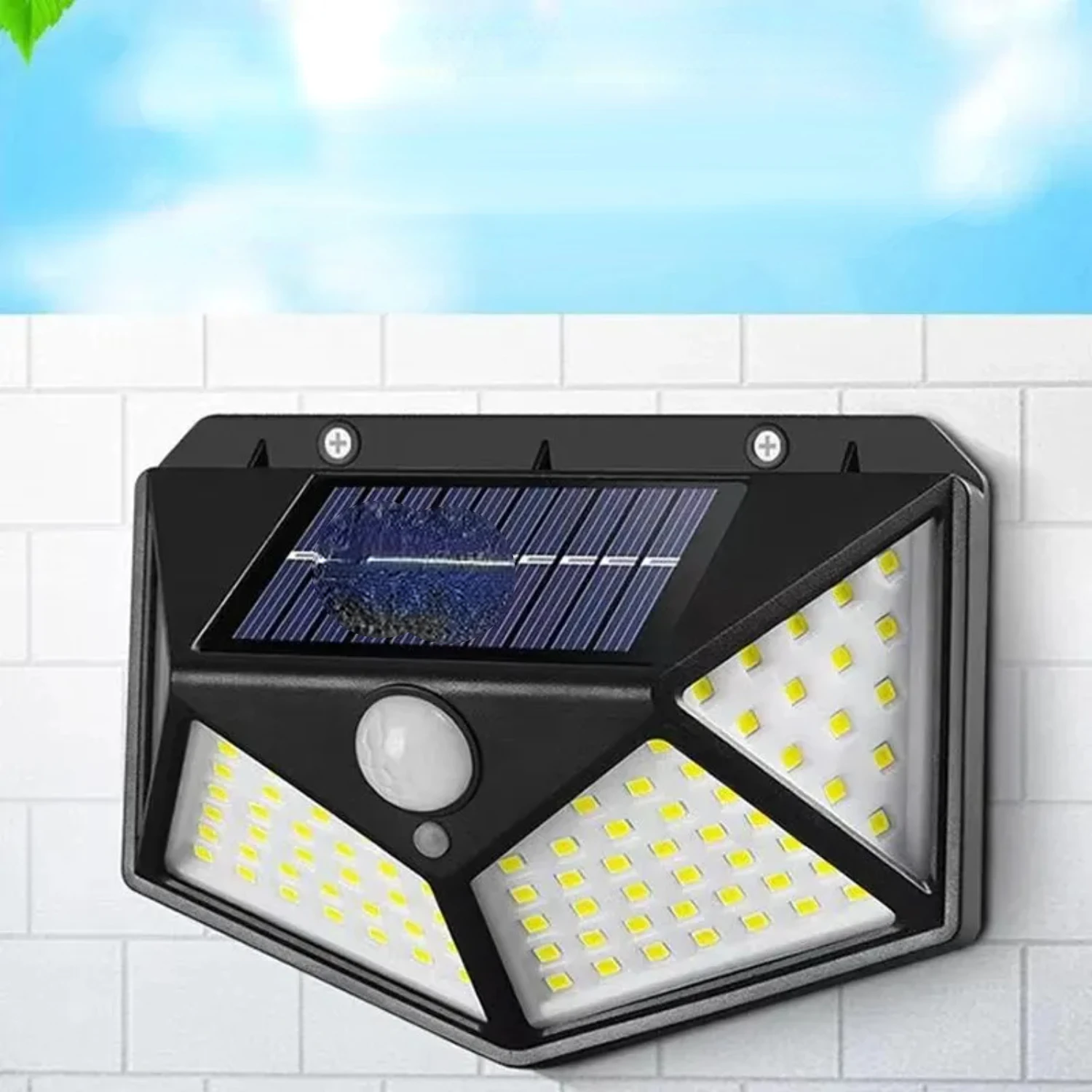 Efficient, Durable, Long-lasting 100LED Waterproof Solar Motion Sensor Wall Lamp for Enhancing Your Outdoor Space. Sunlight-Powe