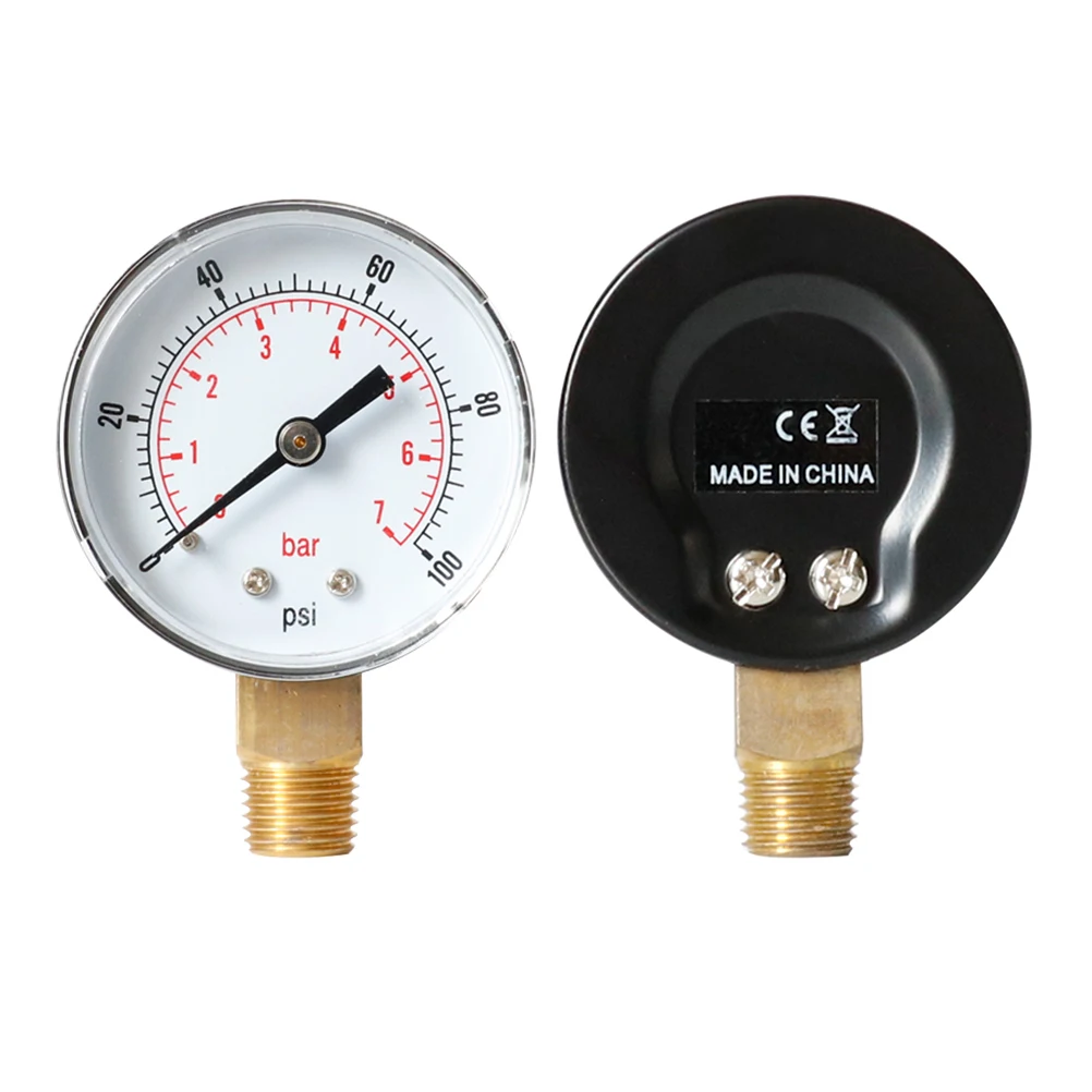 

Bar Pressure Gauge Steel Bezel High Precision Measurement Air Water Oil Gas 0- 0-60 Psi Npt Thread Portable