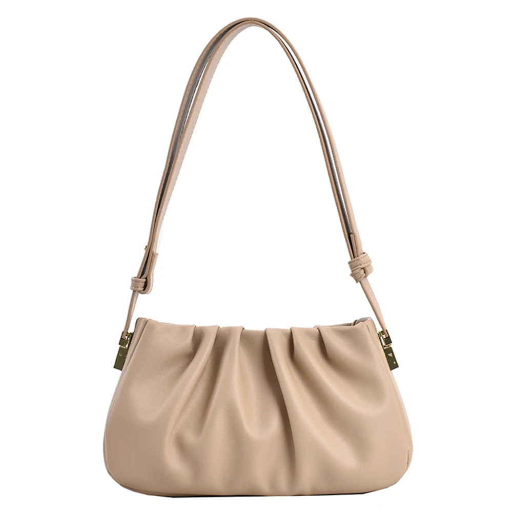 

Women PU Small Clutch Bag Adjustable Strap Fashion Shoulder Bag Cloud Messenger Bag Ruched Clutch Purse Outdoor Travel Bag