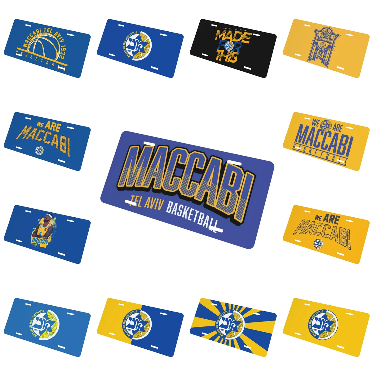 

Maccabi Tel Aviv Basketball License Plates Decoration Signs Metal Automotive Sign Car Front Auto Plate Tag Decor Stainless