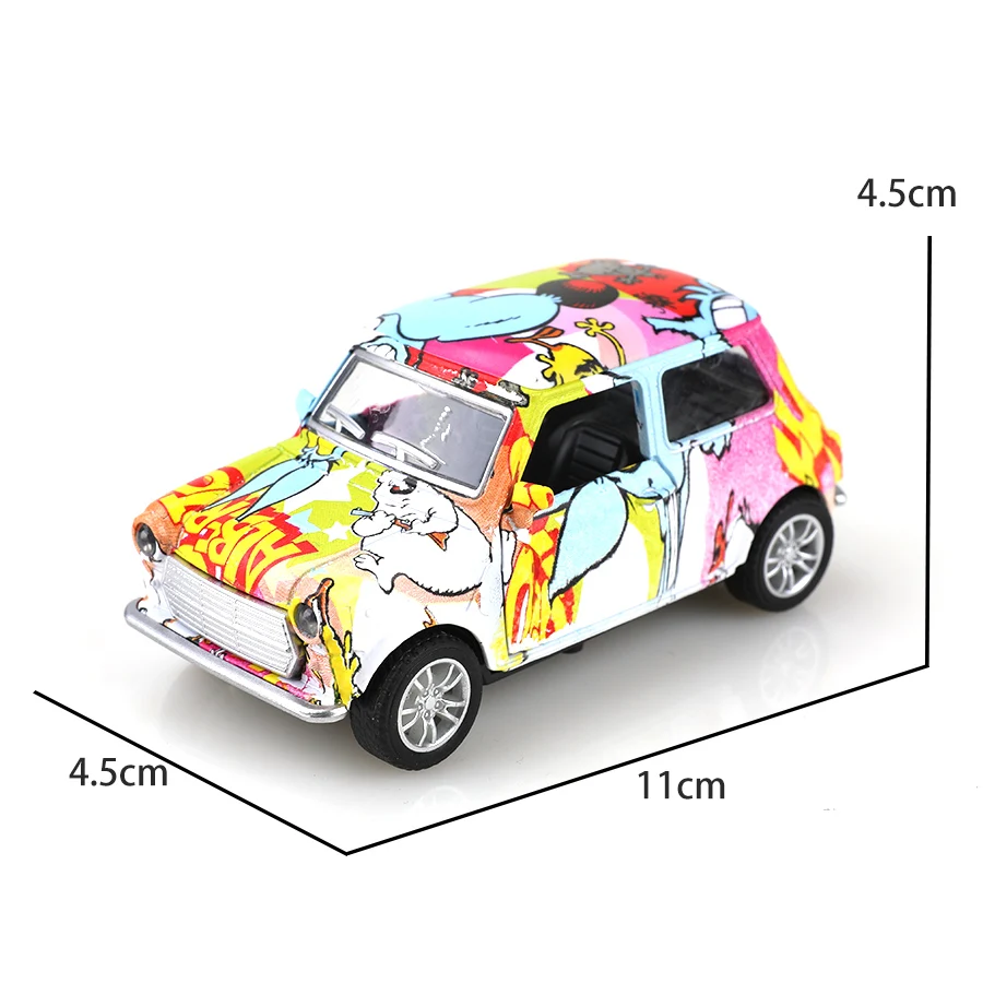 

(bagged)1:36 MINI Cartoon doodle, Cute Alloy Model Car, Simulated vehicle, children's alloy car, boy's toy model, car ornaments