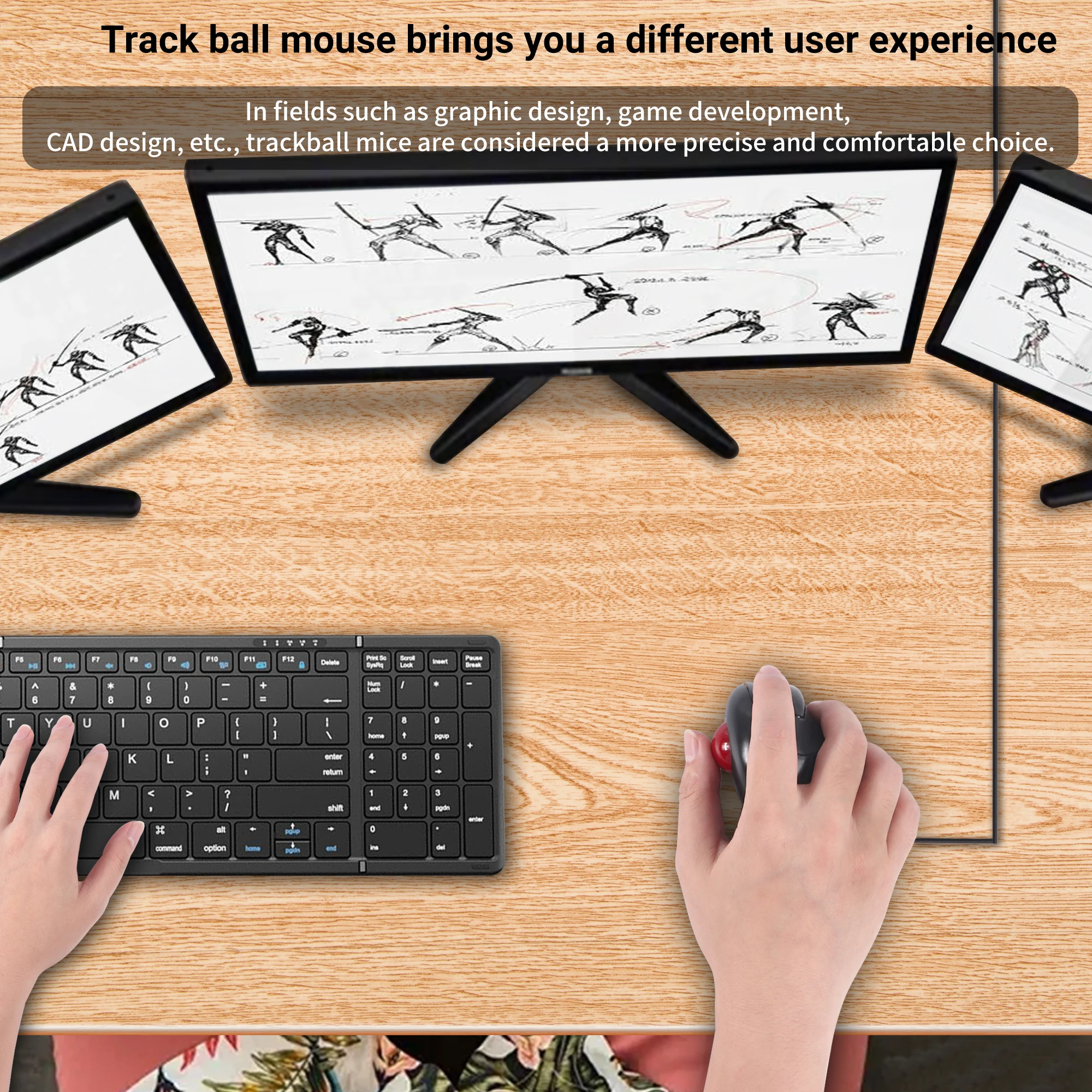 Trackball Mause Leggero Portatile Wireless 2.4G o Wired Ergonomia Design Uso in ufficio Air Mouse Classe Riunione Mouse vocale