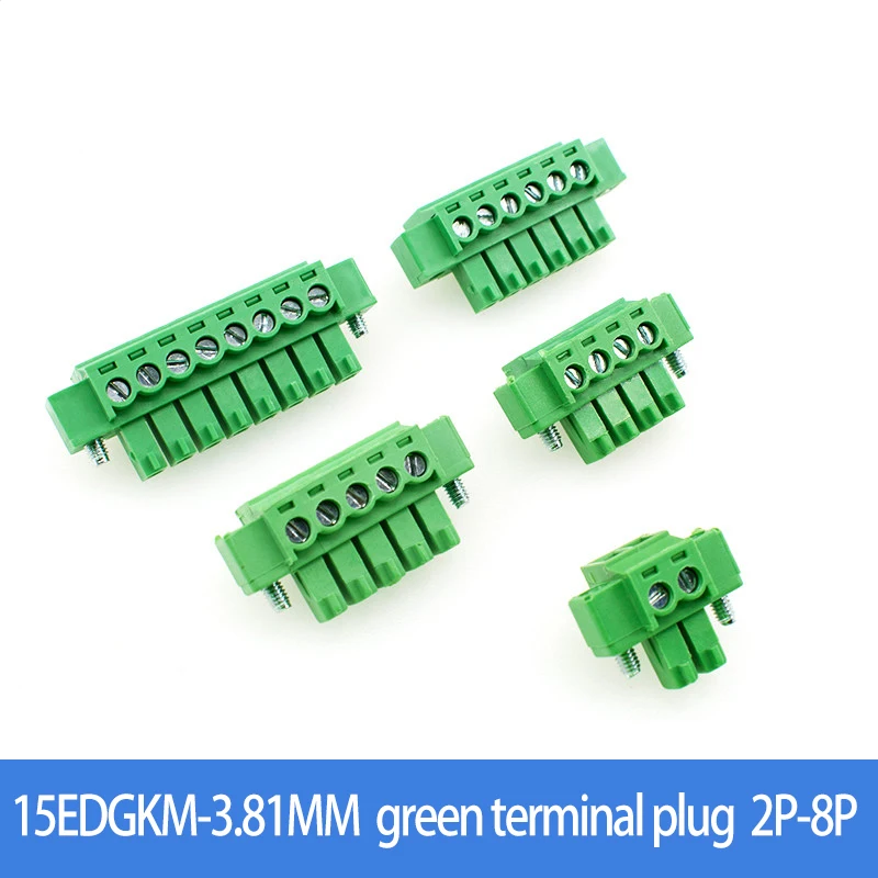 15EDGKM-3.81MM green wiring terminal 2EDG with fixed screw plug socket with ears 15EDGKM 2P-12P terminal block