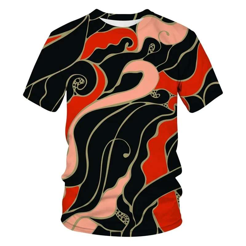 

Fashionable Men's Abstract Geometric Pattern 3D T-Shirts Personalized Casual Round Neck Top Hip-Hop Trend Short Sleeved Clothing