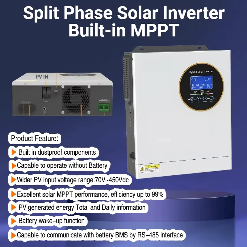 3.5kW 24VDC European Union Single Phase Hybrid Solar Inverter Kit 5.12kWh LiFePO4 Battery 530W Solar Panel Solar System