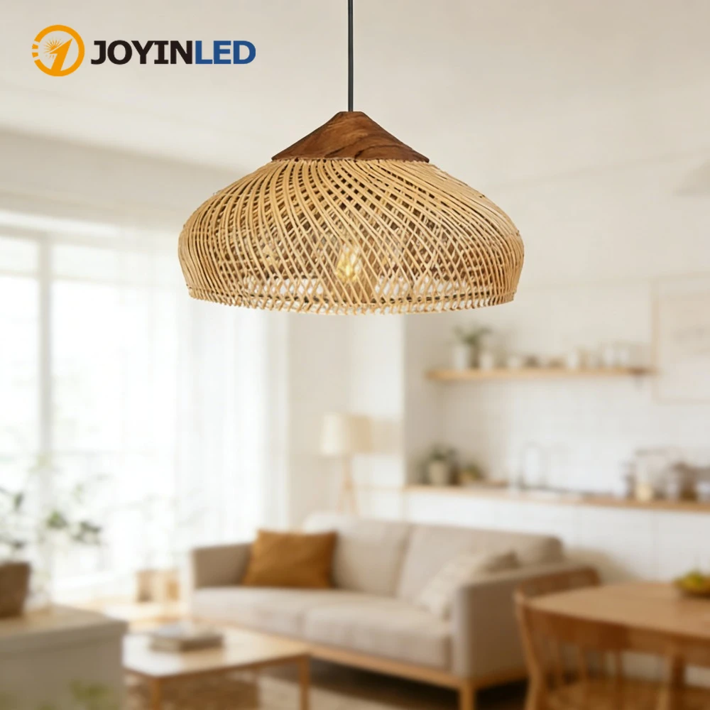 

JOYINLED Handmade Rattan Black Pendant Light Japaness Wood Japan Hanging Lamp for Shop Restaurant Decoration Ceiling Chandeliers