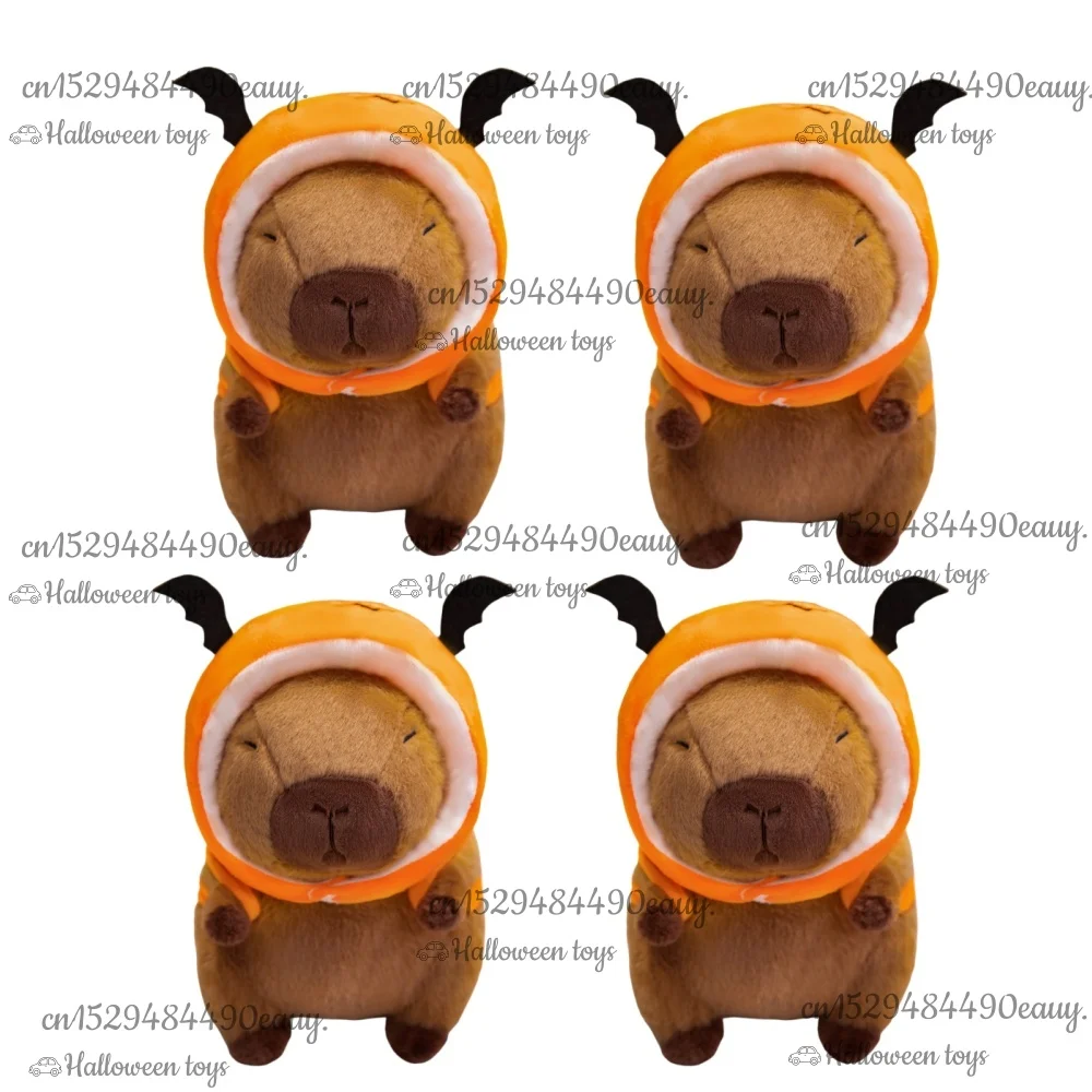 

22 см аниме милая плюшевая имитация капибары с дьяволом и тыквой, головные уборы, мягкие пушистые игрушки, подарки на Рождество, Хэллоуин, День благодарения