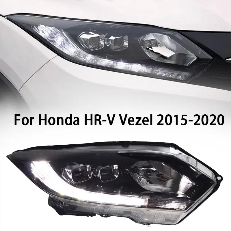 

Передняя фара для Honda HR-V светодиодный, фары 2015-2019, фары HRV Vezel DRL, сигнал поворота, фара дальнего света, объектив проектора Angel Eye