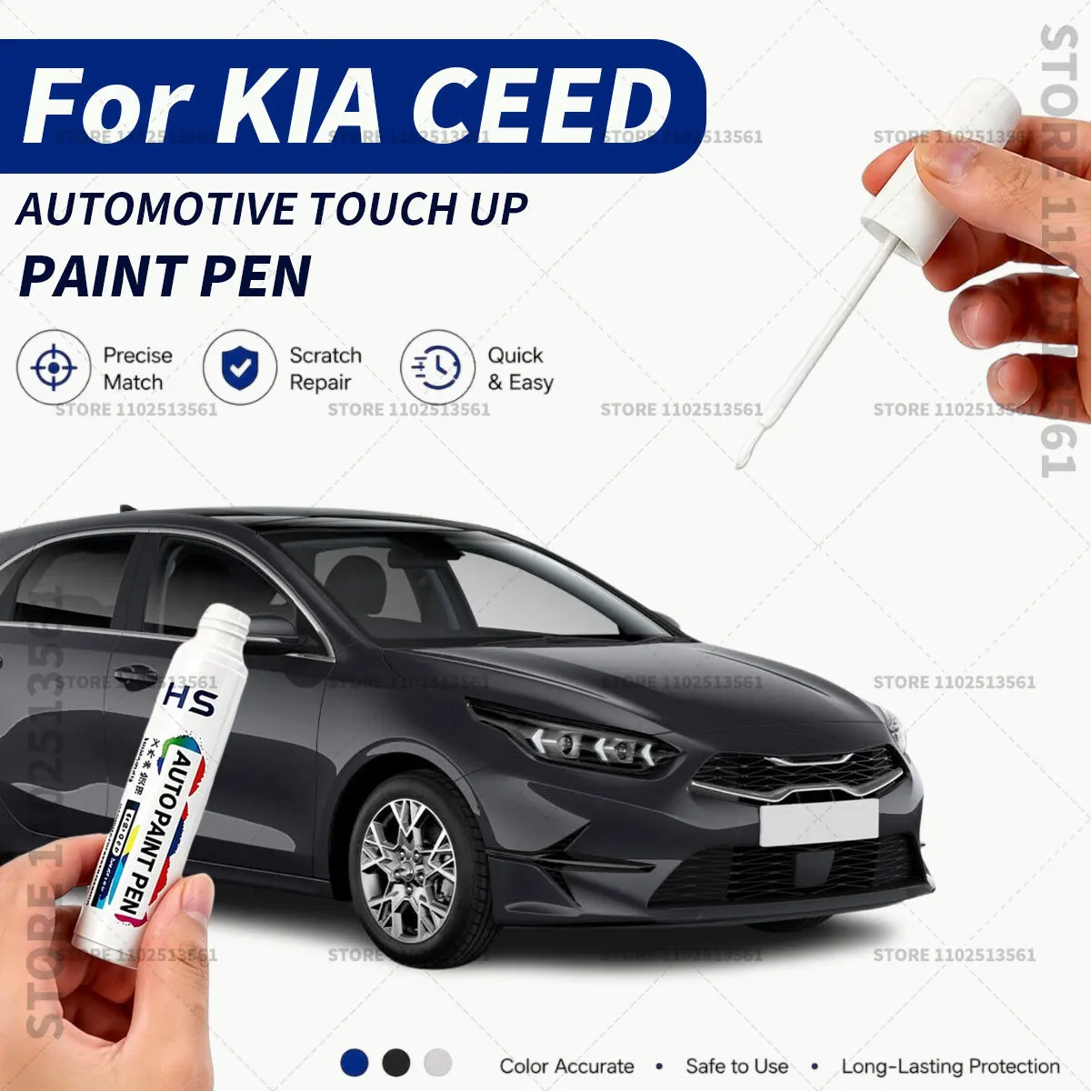For KIA CEED Deluxe White Black Pearl Blue Flame Orange Automotive Touch Up Paint Pen – Restore Car Paint & Remove Scratches