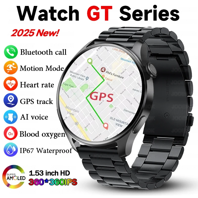 

Умные часы Watch 3 Pro для мужчин и женщин с HD-экраном 360*360, измерением пульса, водонепроницаемостью, функцией звонков по Bluetooth, спортивные смарт-часы для Android и IOS