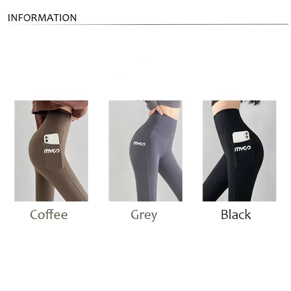 Leggings femininas de cintura alta macia com bolso apertado sem costura jogging calças capri controle de barriga respirável ginásio fitness